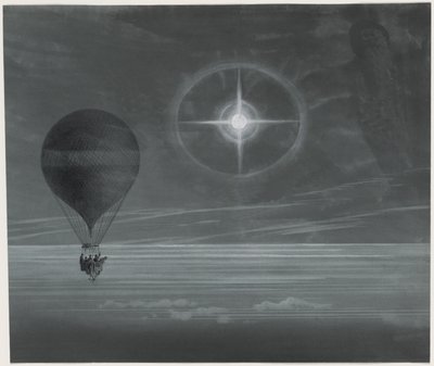 Månehalo og selvlysende kors observert under ballongen Zéniths langdistanseflyvning fra Paris til Bordeaux i mars av French School
