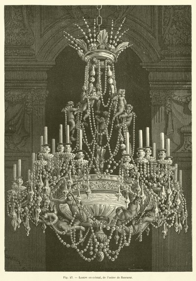 Krystalllysekrone, fra Baccarat-fabrikken (gravering) av French School