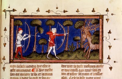 MMS Fr 12399 f.38 Jaktscene, fra boken om kong Modus og dronningens rasjon av French School