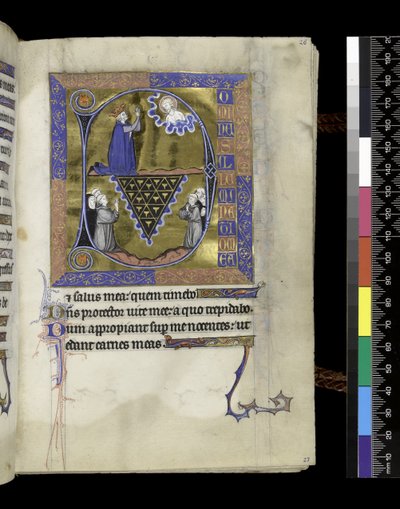 MS 300 f.26r, David ber til Gud, folio fra Psalter and Hours of Isabella of France, Paris, ca. 1265-70 (penn og blekk og tempera på pergament) av French School