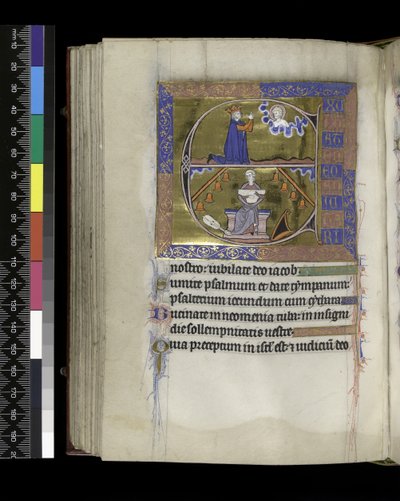 MS 300 f.89v, David ber til Gud av French School