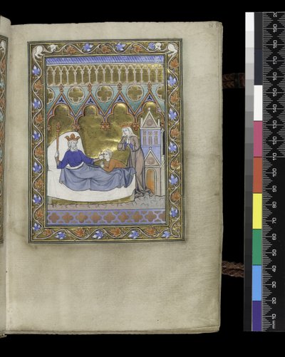 MS 300 f.IVr, folio fra Psalter and Hours of Isabella of France, Paris, ca. 1265-70 (penn og blekk og tempera på pergament) av French School