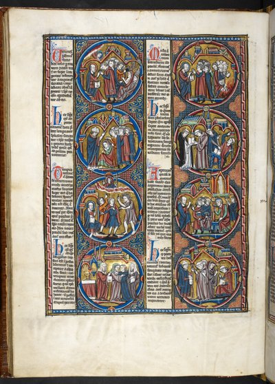 MS. Harley 1527, f.80v, miniatyrer fra Bible moralisée (vellum) av French School
