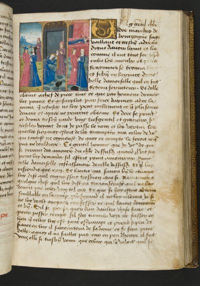 MS Hunter 252 080r-side fra Hundred New News, ca. 1461-62 av French School