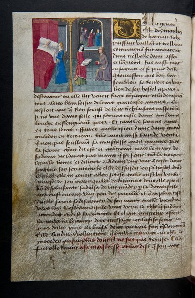 MS Hunter 252 095v-side fra Hundred New News, ca. 1461-62 av French School