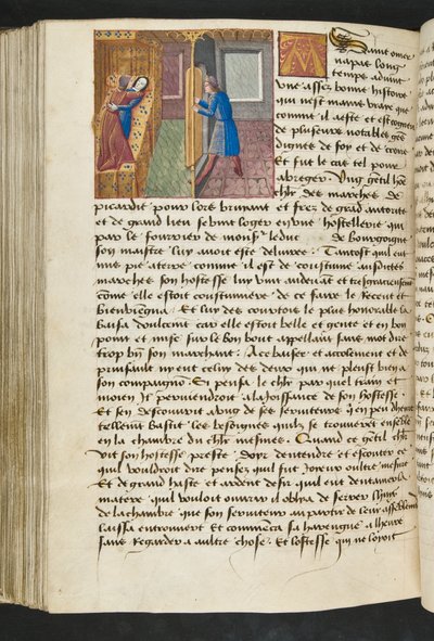MS Hunter 252 154v-side fra Hundred New News, ca. 1461-62 av French School