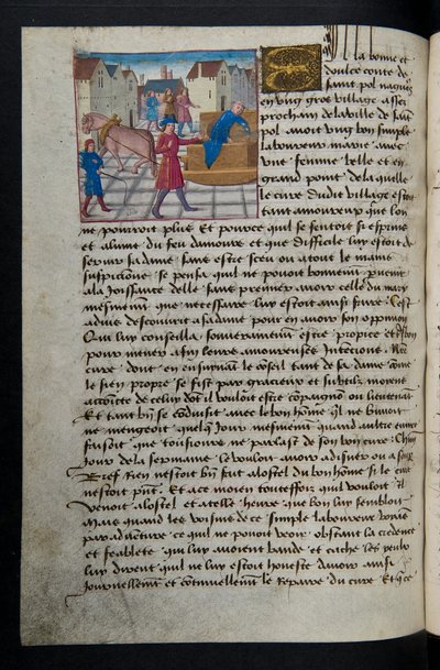 MS Hunter 252 157v-side fra Hundred New News, ca. 1461-62 av French School