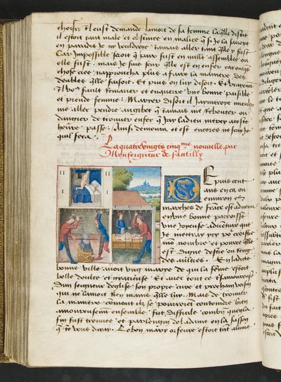 MS Hunter 252 175v-side fra Hundred New News, ca. 1461-62 av French School