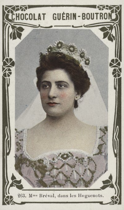Madame Breval, i Les Huguenots (farget bilde) av French School
