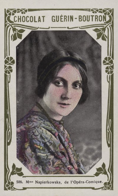 Madame Napierkowska, fra Opera-Comique (farget bilde) av French School