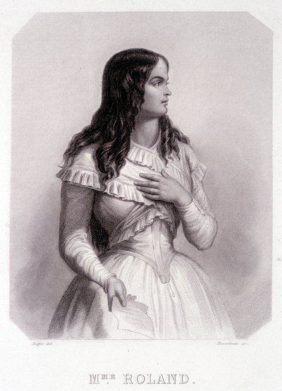 Madame Roland (eller Roland de la Plataière, Jeanne Marie eller Monon Philipon), fransk politiker (1754-1793) - gravering av French School