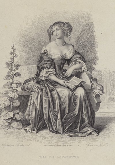 Madame de Lafayette , fransk forfatter (gravering) av French School