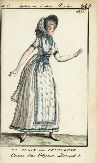 Madame de St. Aubin i kostyme som Primerose. av French School