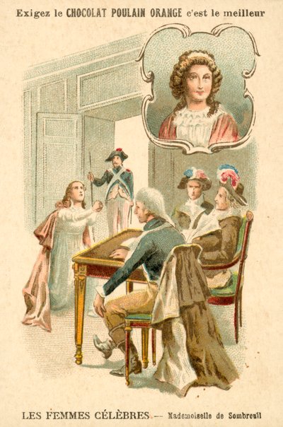 Mademoiselle de Sombreuil, den franske revolusjonen (chromolitho) av French School