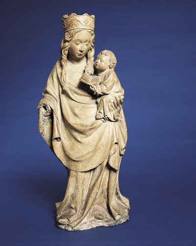 Madonna og barn, første kvartal av 1400-tallet (sandstein med spor av gull og polykrom) av French School