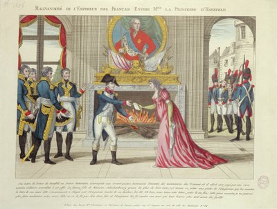 Keiser Napoleons storsinne overfor prinsessen av Hatzfeld, 1806 av French School