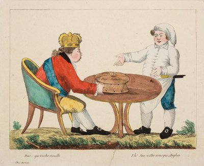 Men ... hvem rører ved vått, ca. 1803-4 (farget gravering) av French School