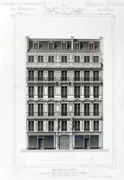 Hus til leie, nr. 3 Rue de la Paix, Paris; Privat arkitektur ved C19th av French School