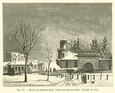 Maison de Beaumarchais, boulevard Beaumarchais, revet i 1818 av French School
