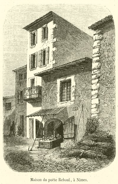 House of the poet Reboul, i Nimes (gravering) av French School