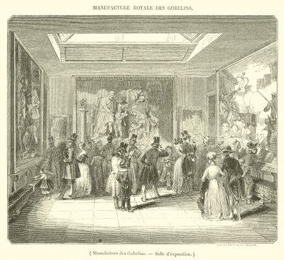 Manufacture des Gobelins, utstillingsrom (gravering) av French School