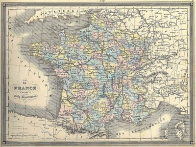 Map of France - in “” Atlas universel”” by Vuillemin, ca. 1851 av French School