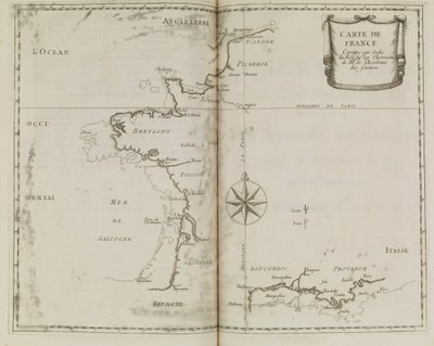 Kart over Frankrike, ca. 1693 (trykk) av French School