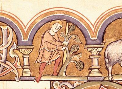 Mars: Pode trær, fra Psalter of St. Elizabeth av French School