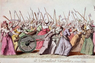 March of the Women on Versailles, Paris, 5. oktober 1789 (gravering) av French School