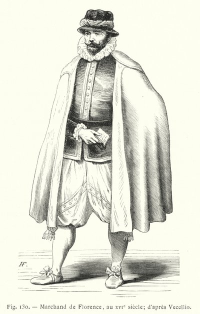 Kjøpmann i Firenze, i det sekstende århundre; etter Vecellio (gravering) av French School