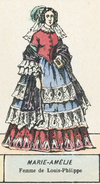 Marie-Amelie, kone til Louis-Philippe (farget gravering) av French School