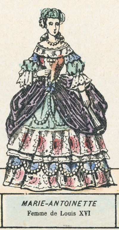 Marie Antoinette, kone til Louis XVI (farget gravering) av French School