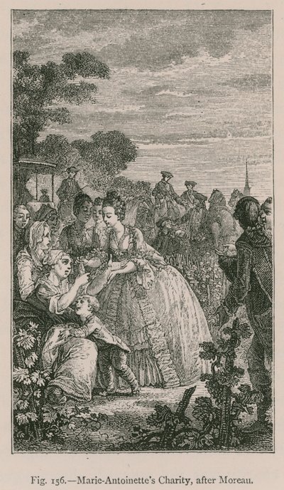 Marie-Antoinettes Charity, etter Moreau av French School