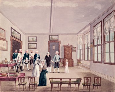 Marie-Therese-Charlotte de Bourbon, Madame Royale, møter sine fettere keiser Frans II av Østerrike og hans kone Maria Teresa i Wien etter hennes løslatelse i 1795 fra fengslingen i Paris, ca. 1796 (wc) av French School