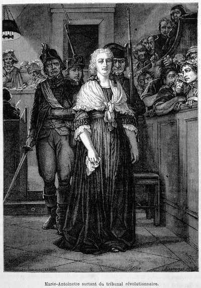 Marie Antoinette forlater den revolusjonære domstolen - gravering - i "" L