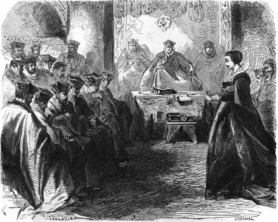 Marie Stuart (1542 = 1587) during her judgment in 1587. In “” Histoire de la France””, engraving of the 19th century. av French School