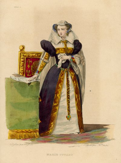 Marie Stuart (farget gravering) av French School