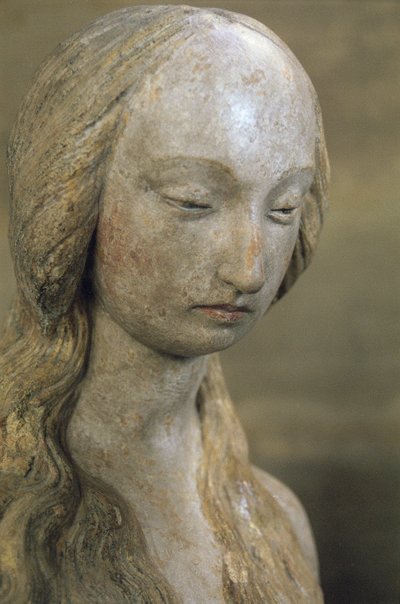Mary Magdalene, sent på 1400-tallet (polykrom stein) (se også 248111, 248112 og 252686) av French School