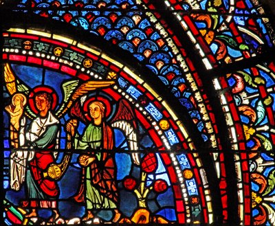 Mary Magdalene-vinduet: Maria Magdalenas sjel er velsignet (w46) av French School
