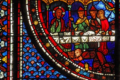 Mary Magdalene-vinduet: Mary at Simons house (w46) av French School