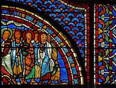Mary Magdalene-vinduet: Maria forteller disiplene om oppstandelsen (w46) av French School