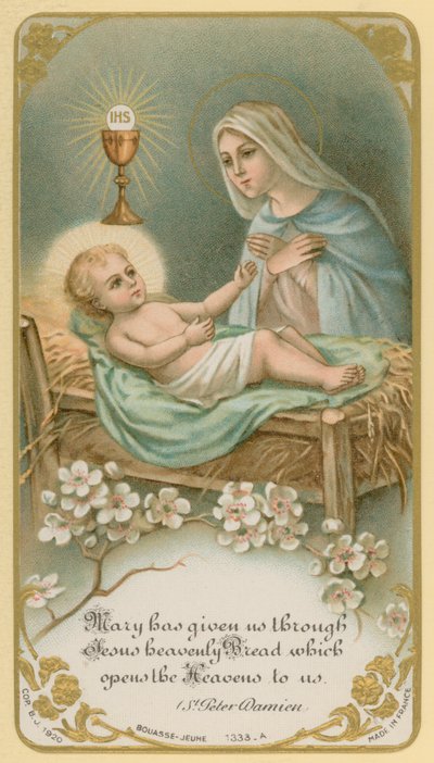 Maria har gitt oss gjennom Jesus himmelsk brød som åpner himmelen for oss av French School
