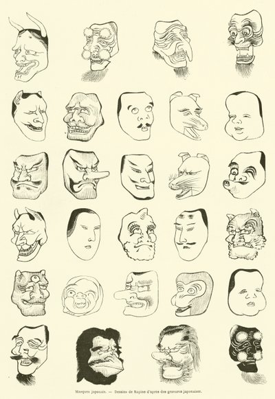 Japanske masker (gravering) av French School