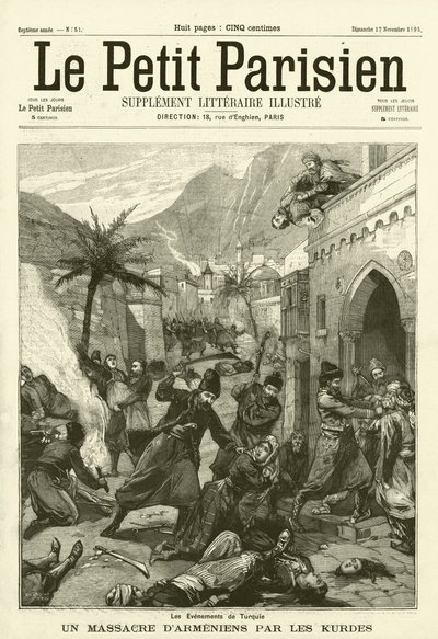 Massakre på armenere av kurdere i Tyrkia (gravering) av French School