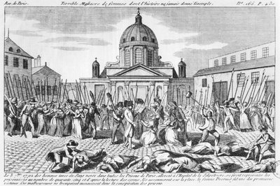 Massakren på kvinnene ved Hopital La Salpetriere, 3. september 1792 av French School