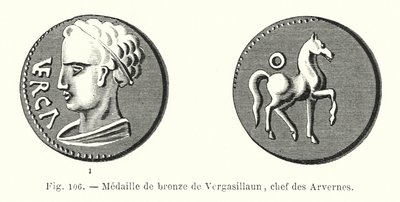 Bronsemedalje av Vergasillaun, sjef for Arvernes (gravering) av French School