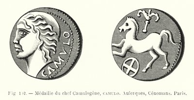 Medalje av Chief Camulogene, Camulo, Aulerques, Cenomans, Paris (gravering) av French School