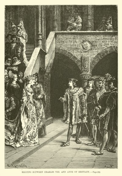 Møte mellom Charles VIII og Anne av Bretagne av French School