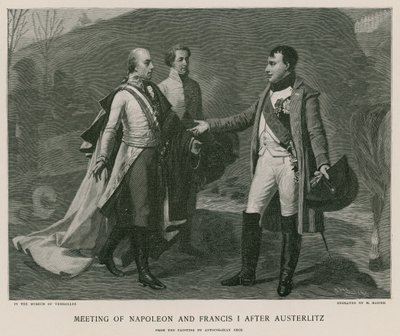 Møte mellom Napoleon og Frans I etter Austerlitz av French School