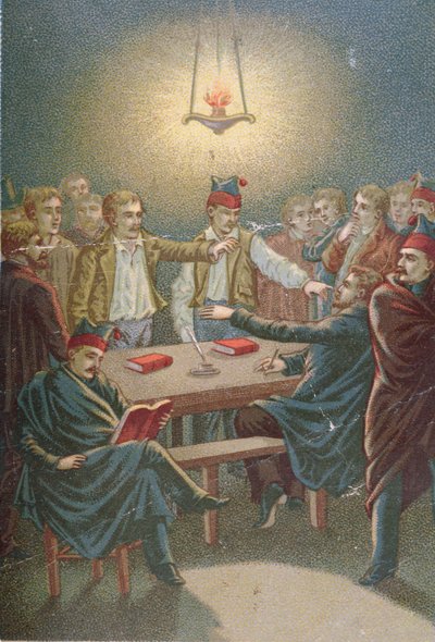 Møte av Carbonari, ca. 1815-30 av French School